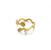 Wholesale Women's Light Luxury Geometric Fruitshaped Inlaid With Gold Stainless Steel Zircon Imitation Pearl Ring Accessories