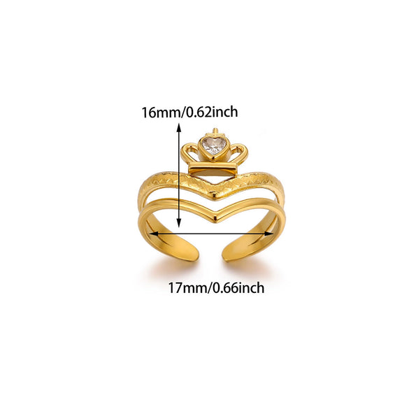 Wholesale Women's Light Luxury Geometric Fruitshaped Inlaid With Gold Stainless Steel Zircon Imitation Pearl Ring Accessories