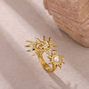 Wholesale Women's Light Luxury Geometric Fruitshaped Inlaid With Gold Stainless Steel Zircon Imitation Pearl Ring Accessories