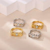 Wholesale Women's Light Luxury Geometric Fruitshaped Stainless Steel Ring Inlaid With Gold Accessories