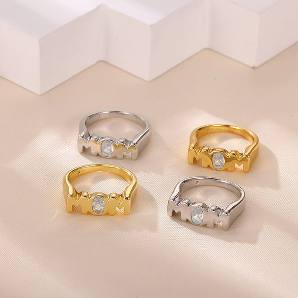Wholesale Women's Light Luxury Geometric Fruitshaped Stainless Steel Ring Inlaid With Gold Accessories