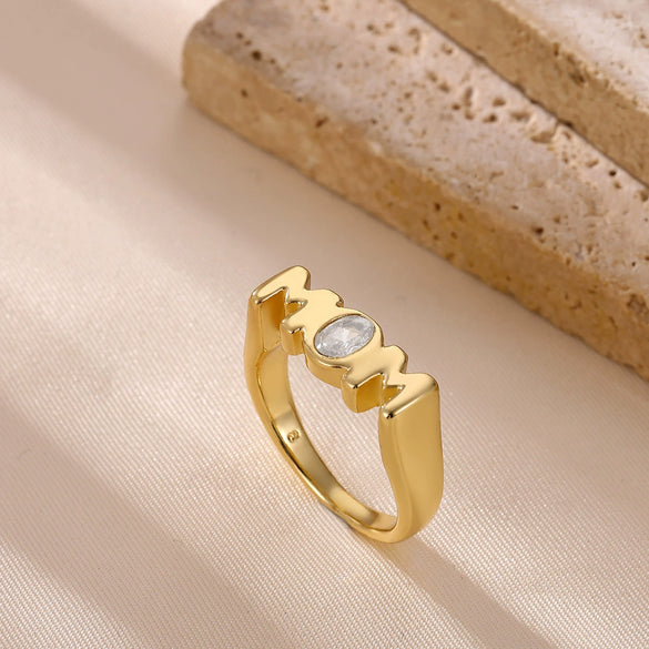 Wholesale Women's Light Luxury Geometric Fruitshaped Stainless Steel Ring Inlaid With Gold Accessories
