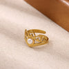 Wholesale Women's Light Luxury Geometric Fruitshaped Stainless Steel Ring Inlaid With Zircon And Gold