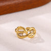 Wholesale Women's Light Luxury Geometric Fruitshaped Stainless Steel Ring Inlaid With Zircon And Gold