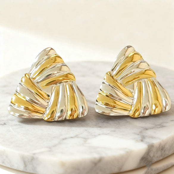 Wholesale Women's Light Luxury Geometric Gold Electroplated Stainless Steel Earrings