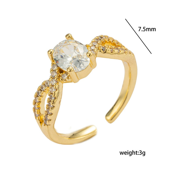 Wholesale Women's Light Luxury Geometric Gold Plated Copper Bowknot Ring With Diamonds