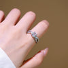 Wholesale Women's Light Luxury Geometric Gold Plated Copper Bowknot Ring With Diamonds