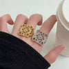 Wholesale Women's Light Luxury Geometric Gold Plated Copper Cut Out Diamond Fashion Ring