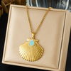 Wholesale Women's Light Luxury Geometric Gold Plated Stainless Steel Box Chain Necklace Pendant