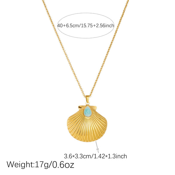 Wholesale Women's Light Luxury Geometric Gold Plated Stainless Steel Box Chain Necklace Pendant