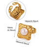Wholesale Women's Light Luxury Geometric Goldinlaid Ring With Shell Imitation Pearl Fourleaf Clover Heart And Fruit Shapes