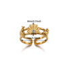 Wholesale Women's Light Luxury Geometric Goldinlaid Ring With Shell Imitation Pearl Fourleaf Clover Heart And Fruit Shapes