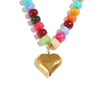 Wholesale Women's Light Luxury Geometric Handmade Stainless Steel 18K Goldplated Heart Pendant Beaded Necklace