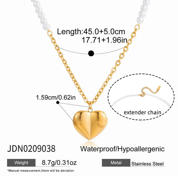Wholesale Women's Light Luxury Geometric Heart Pendant Stainless Steel Electroplated Necklace