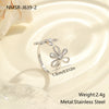 Wholesale Women's Light Luxury Geometric Heart Shape And Flower Pattern Stainless Steel Electroplated Open Ring Hand Jewelry