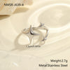 Wholesale Women's Light Luxury Geometric Heart Shape And Flower Pattern Stainless Steel Electroplated Open Ring Hand Jewelry