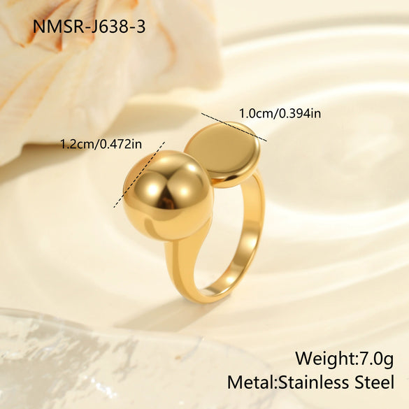 Wholesale Women's Light Luxury Geometric Heart Shape And Flower Pattern Stainless Steel Electroplated Open Ring Hand Jewelry