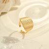 Wholesale Women's Light Luxury Geometric Heart Shape And Flower Pattern Stainless Steel Electroplated Open Ring Hand Jewelry