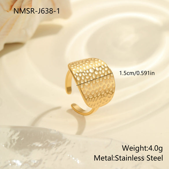 Wholesale Women's Light Luxury Geometric Heart Shape And Flower Pattern Stainless Steel Electroplated Open Ring Hand Jewelry