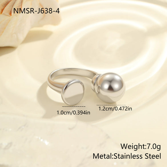 Wholesale Women's Light Luxury Geometric Heart Shape And Flower Pattern Stainless Steel Electroplated Open Ring Hand Jewelry