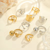 Wholesale Women's Light Luxury Geometric Heart Shape And Flower Pattern Stainless Steel Electroplated Open Ring Hand Jewelry