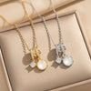 Wholesale Women's Light Luxury Geometric Heart Shape Flower Bow Tie Star Pattern Gold Plated Copper Zircon O Word Chain Necklace