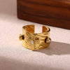 Wholesale Women's Light Luxury Geometric Heart Shape Inlaid With Gold Gold Plated Copper Ring