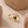 Wholesale Women's Light Luxury Geometric Heart Shape Inlaid With Gold Pearl Titanium Steel Open Ring