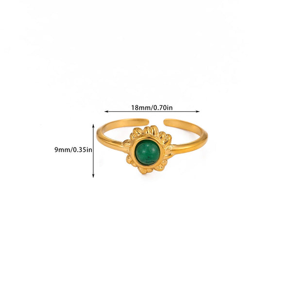 Wholesale Women's Light Luxury Geometric Heart Shape Inlaid With Gold Pearl Titanium Steel Open Ring