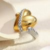 Wholesale Women's Light Luxury Geometric Heart Stereo Stainless Steel 18K Gold Plated Ring Hand Jewelry