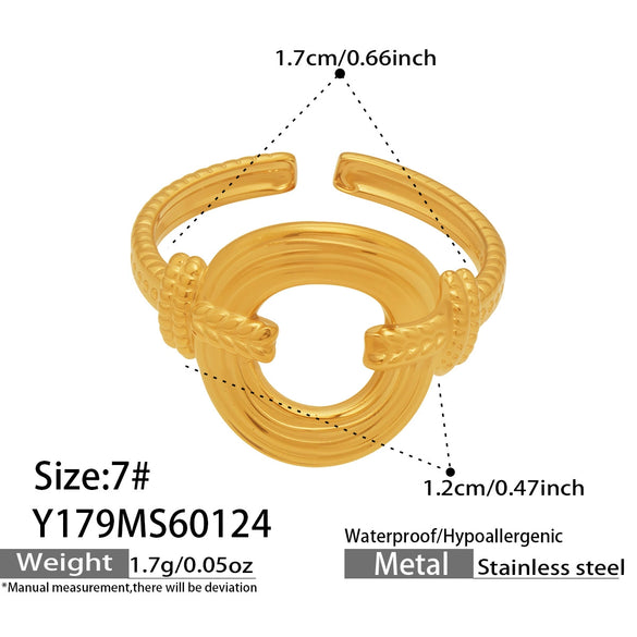 Wholesale Women's Light Luxury Geometric Heartshaped Multishape Electroplated Stainless Steel Open Ring Combination Accessories