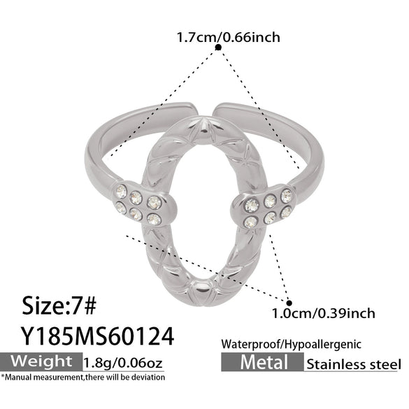 Wholesale Women's Light Luxury Geometric Heartshaped Multishape Electroplated Stainless Steel Open Ring Combination Accessories