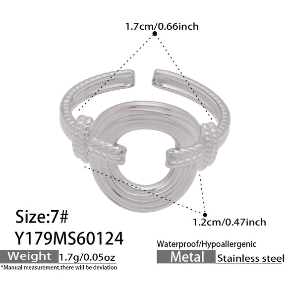Wholesale Women's Light Luxury Geometric Heartshaped Multishape Electroplated Stainless Steel Open Ring Combination Accessories