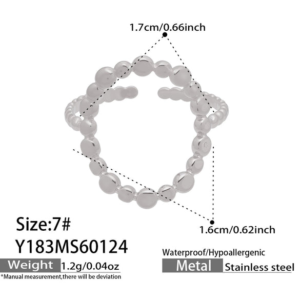 Wholesale Women's Light Luxury Geometric Heartshaped Multishape Electroplated Stainless Steel Open Ring Combination Accessories
