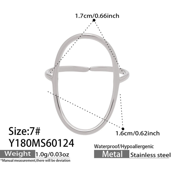 Wholesale Women's Light Luxury Geometric Heartshaped Multishape Electroplated Stainless Steel Open Ring Combination Accessories