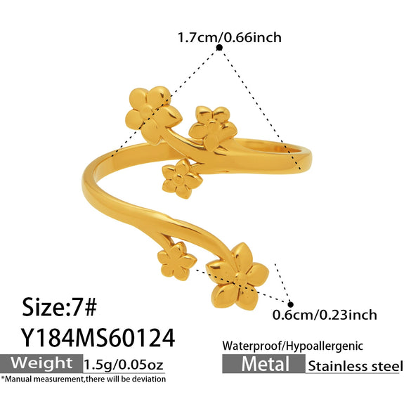 Wholesale Women's Light Luxury Geometric Heartshaped Multishape Electroplated Stainless Steel Open Ring Combination Accessories