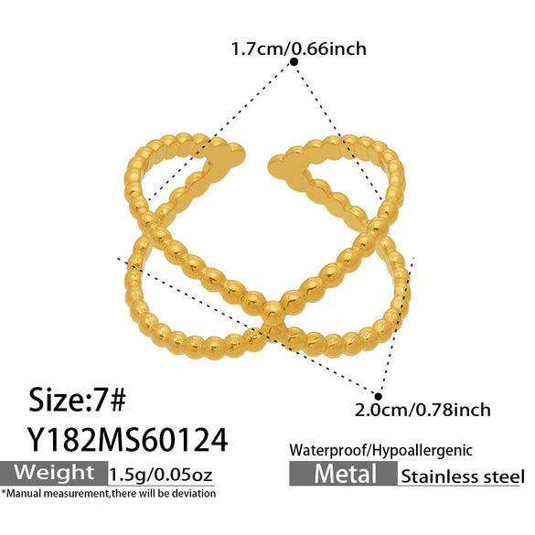 Wholesale Women's Light Luxury Geometric Heartshaped Multishape Electroplated Stainless Steel Open Ring Combination Accessories