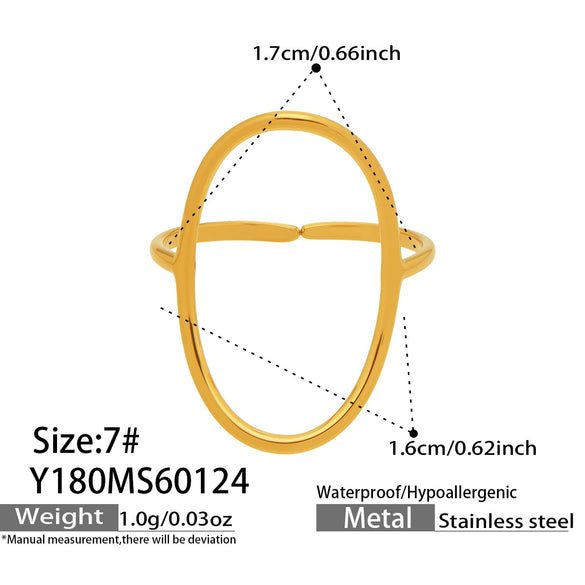 Wholesale Women's Light Luxury Geometric Heartshaped Multishape Electroplated Stainless Steel Open Ring Combination Accessories