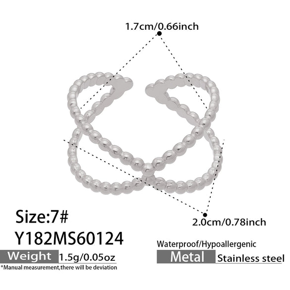 Wholesale Women's Light Luxury Geometric Heartshaped Multishape Electroplated Stainless Steel Open Ring Combination Accessories