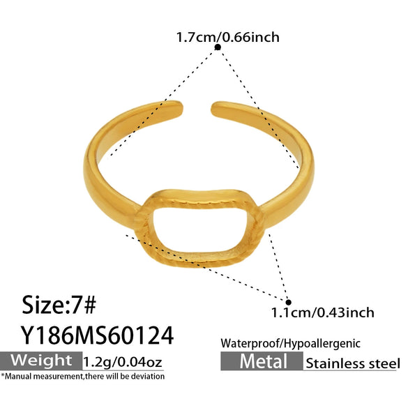 Wholesale Women's Light Luxury Geometric Heartshaped Multishape Electroplated Stainless Steel Open Ring Combination Accessories