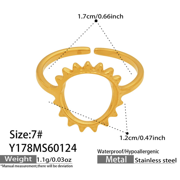 Wholesale Women's Light Luxury Geometric Heartshaped Multishape Electroplated Stainless Steel Open Ring Combination Accessories