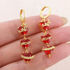 Wholesale Women's Light Luxury Geometric Heartshaped Red Rose Zircon Earrings Studs Made Of 925 Silver And Copper With Electroplating