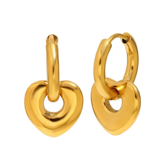 Wholesale Women's Light Luxury Geometric Heartshaped Stainless Steel Vacuum Plated Earrings Jewelry