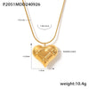 Wholesale Women's Light Luxury Geometric Hollow Check Love Pendant Necklace Stainless Steel 18K Gold Plated Regular Chain
