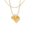 Wholesale Women's Light Luxury Geometric Hollow Check Love Pendant Necklace Stainless Steel 18K Gold Plated Regular Chain