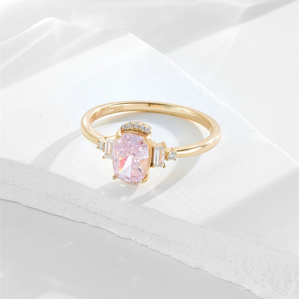 Wholesale Women's Light Luxury Geometric Ice Flower Cut Gold Plated S925 Sterling Silver Ring