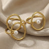 Wholesale Women's Light Luxury Geometric Imitation Pearl Stainless Steel 18K Gold Plated Rings Accessories