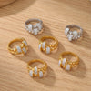 Wholesale Women's Light Luxury Geometric Inlaid 5A Zircon Threedimensional Triangle Texture 18K Gold Plated Stainless Steel Ring