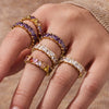 Wholesale Women's Light Luxury Geometric Inlaid Triangular Zircon Stainless Steel Electroplated Ring Hand Jewelry