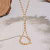 Wholesale Women's Light Luxury Geometric 18K Real Gold Plated Bamboo Handmade Inlaid Zircon Tassel Necklace Sweater Chain
